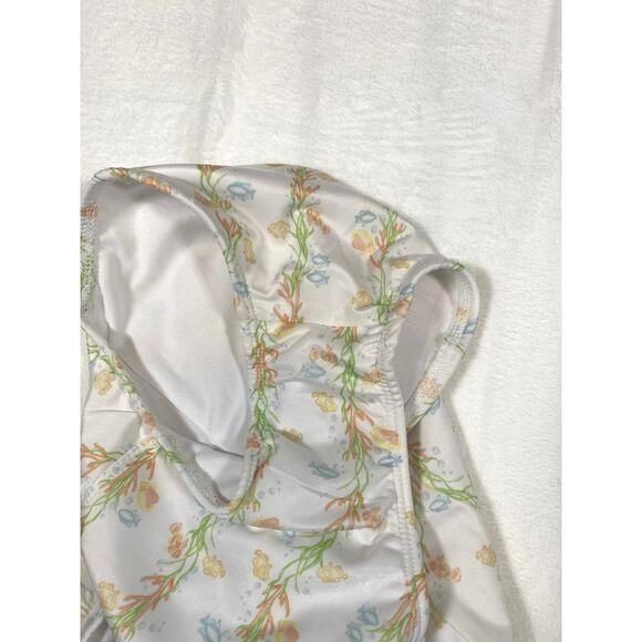 Eyelet & Ivy One Piece Fish and Floral Ruffle Straps White Size 5 Swimsuit - Picture 4 of 5